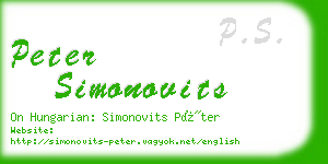 peter simonovits business card